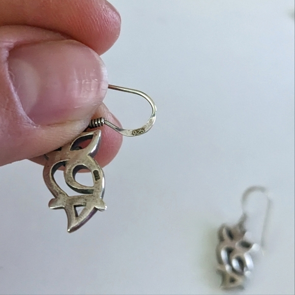 Sterling silver owl earrings - Picture 3 of 4